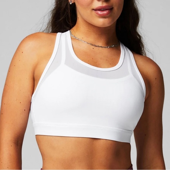 Fabletics Other - Fabletics Faye Medium Impact Strappy Mesh Padded Sports Bra White Sz Large NWT